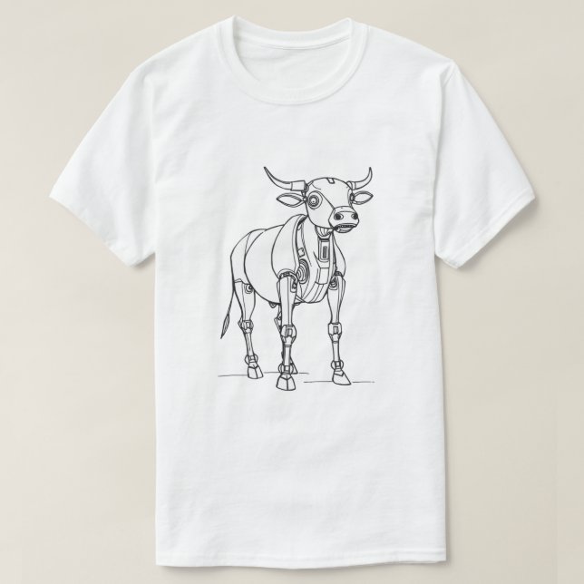 Futuristiska Robot Cow T-Shirt (Design framsida)