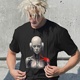 Futuristiska Robot Girl in Retro Art Stil T Shirt