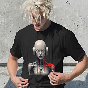 Futuristiska Robot Girl in Retro Art Stil T Shirt