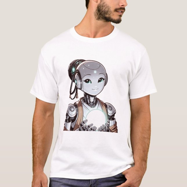 Futuristiska Robot T-Shirt-design T Shirt (Framsida)