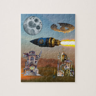 Futuristiska Rocket & PlanetsPuzzle Pussel