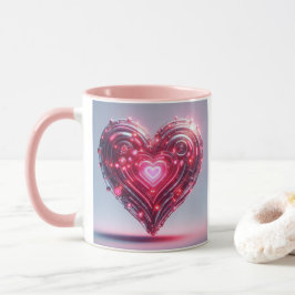 Futuristiska Rosa Hjärtat Mugg
