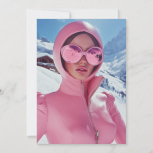Futuristiska Rosa Ski Mode - Snyggt Winter Glam Inbjudningar