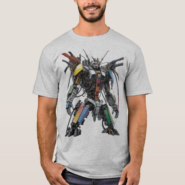 Futuristiska Sci-Fi Colorful Robot T Shirt (Framsida)