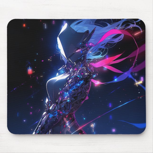 Futuristiska Sci-Fi Cyber Warrior Anime Girl Musmatta (Framsidan)