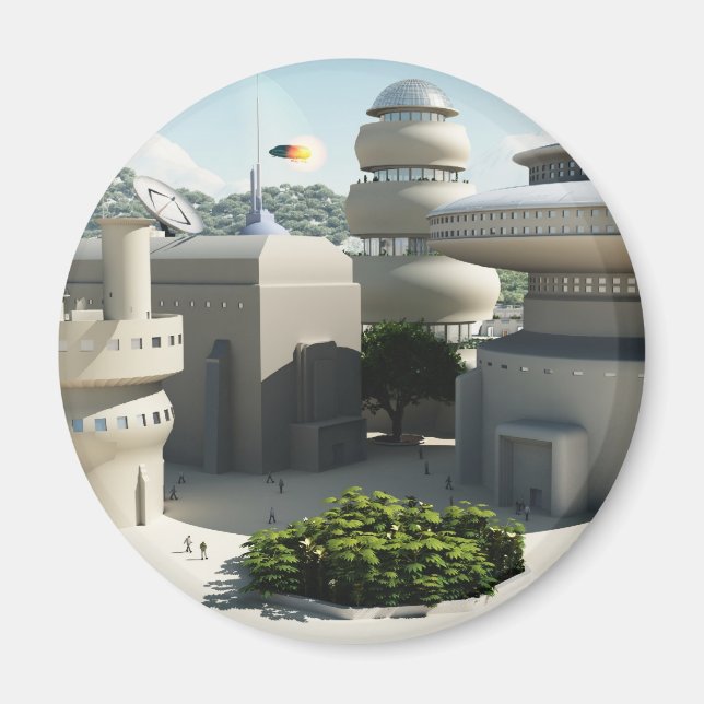 Futuristiska-Sci-Fi-stadsmiljö Magnet (Framsidan)