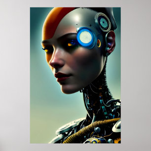 Futuristiska Science fiction Cyborg Dam Wall Art Poster