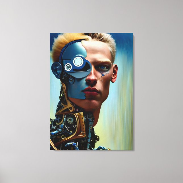Futuristiska Science fiction Cyborg Man Wall Art Canvastryck (Framsida)