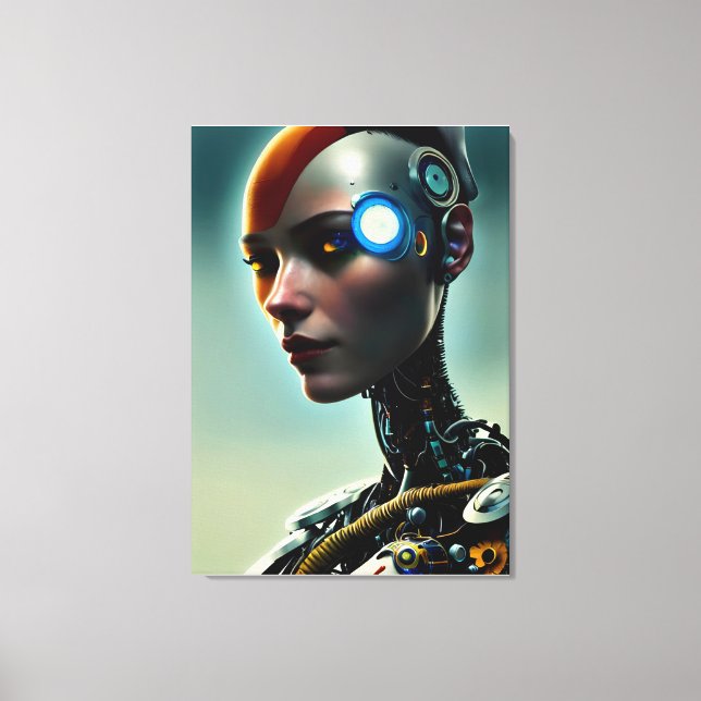 Futuristiska Science fiction Cyborg Man Wall Art Canvastryck (Framsida)