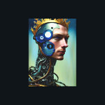 Futuristiska Science fiction Cyborg Man Wall Art Canvastryck<br><div class="desc">Futuristiska Cyborg Man Wall Art poster en futuristiska cyborg dam mot blå bakgrund,  AI skapat med människans konstruktör som styr och producerar konstverk.</div>