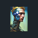 Futuristiska Science fiction Cyborg Man Wall Art Canvastryck<br><div class="desc">Futuristiska Cyborg Man Wall Art poster en futuristiska cyborg dam mot blå bakgrund,  AI skapat med människans konstruktör som styr och producerar konstverk.</div>