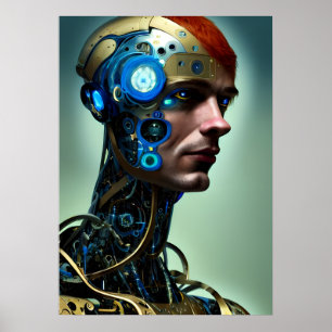 Futuristiska Science fiction Cyborg Man Wall Art Poster