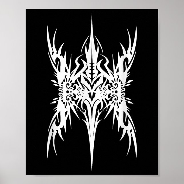 Futuristiska Sigil Butteryfly Cyber Tattoo Cybersi Poster (Framsidan)