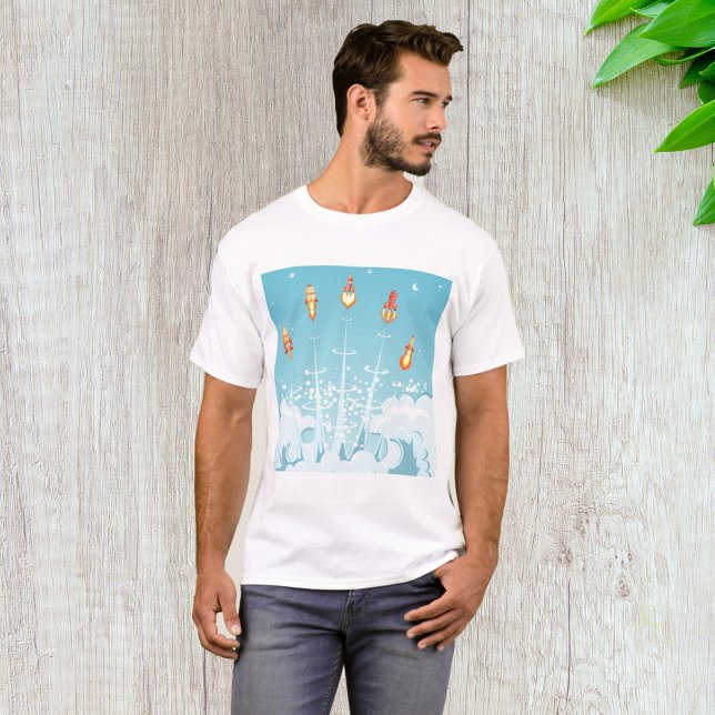 Futuristiska Space Art för att starta Retro Rocket T Shirt (Skapare uppladdad)