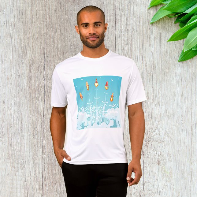 Futuristiska Space Art för att starta Retro Rocket T Shirt (Skapare uppladdad)