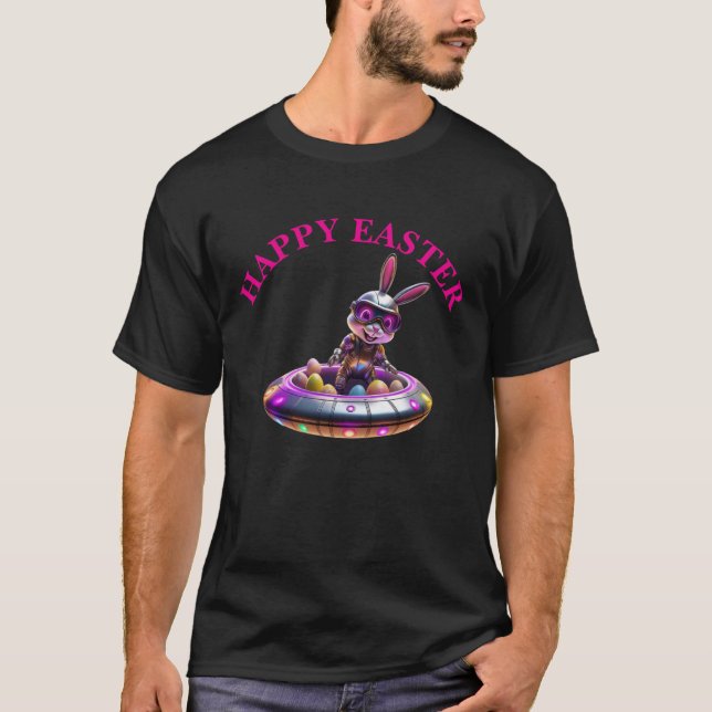 Futuristiska Space Bunny Påskägg Manar T-Shirt (Framsida)