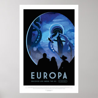 Futuristiska Space Poster - Jupiters Måne Europa