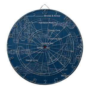 "Futuristiska Spacecraft Blueprint Art" Darttavla