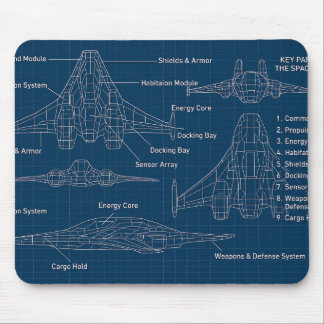 "Futuristiska Spacecraft Blueprint Art" Musmatta