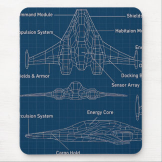 "Futuristiska Spacecraft Blueprint Art" Musmatta