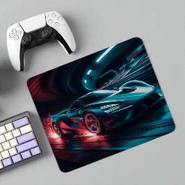 Futuristiska Supercar Neon-tunnelns musknapp Musmatta