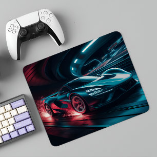 Futuristiska Supercar Neon-tunnelns musknapp Musmatta