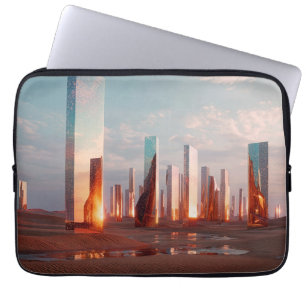 Futuristiska Surrealistiska Spegeltorn I Öken Laptop Fodral