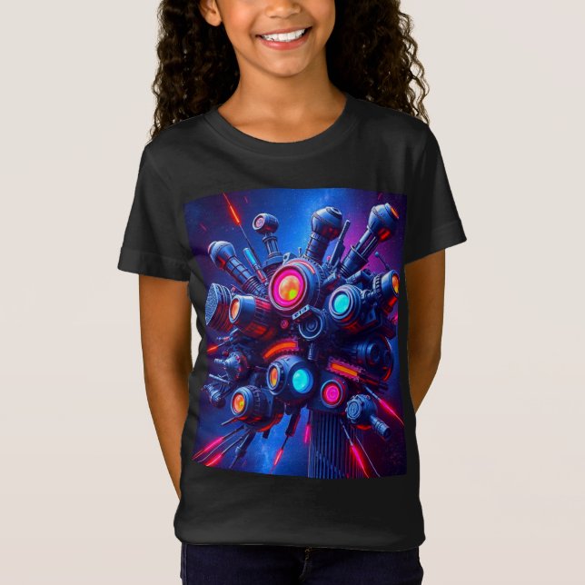 Futuristiska Tech Orb Girls' T-Shirt (Framsida)