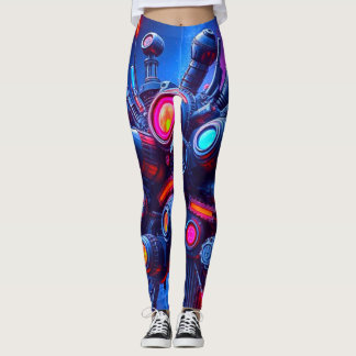 Futuristiska Tech Orb Leggings | Neon Cyberpunk Vi
