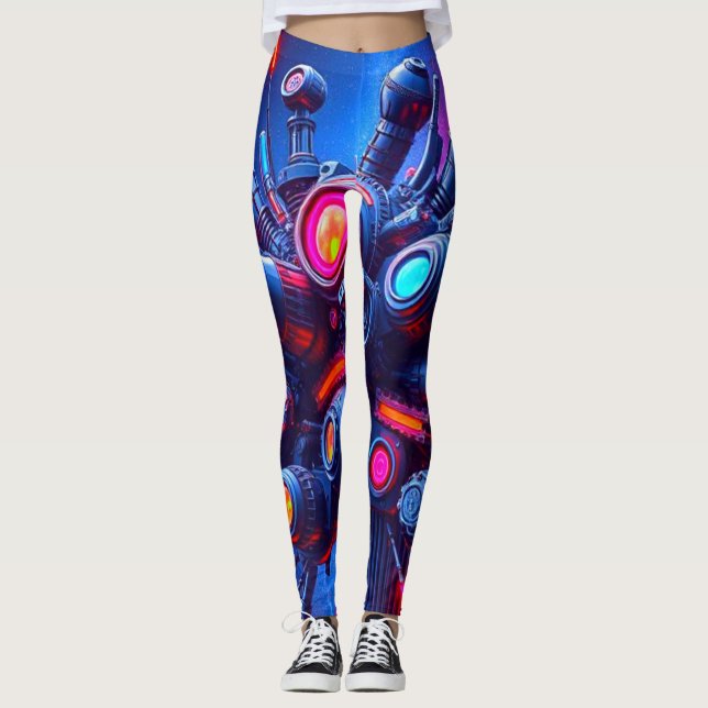 Futuristiska Tech Orb Leggings | Neon Cyberpunk Vi (Framsida)