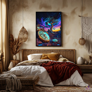 Futuristiska Time Dilation - Surreal Neon Dream Poster