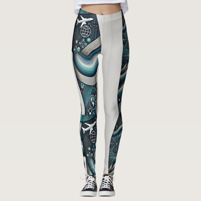 Futuristiska Travel Tech Leggings - Global (Framsida)