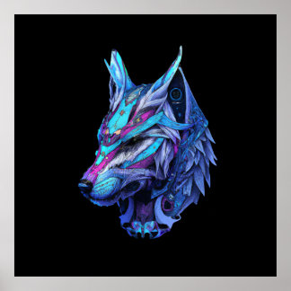 Futuristiska Varg Fantasy Steampunk Space Galaxy Poster