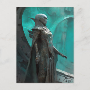 Futuristiska Warrior Woman Science fiction Art Vykort