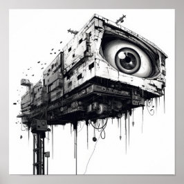 Futuristiska Watchful Öga: Övervakningskamera för  Poster