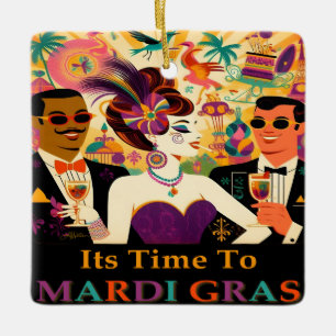 Futuristiskan Mardi Gras Cocktail Party Julgransprydnad Keramik