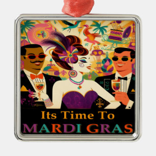Futuristiskan Mardi Gras Cocktail Party Julgransprydnad Metall