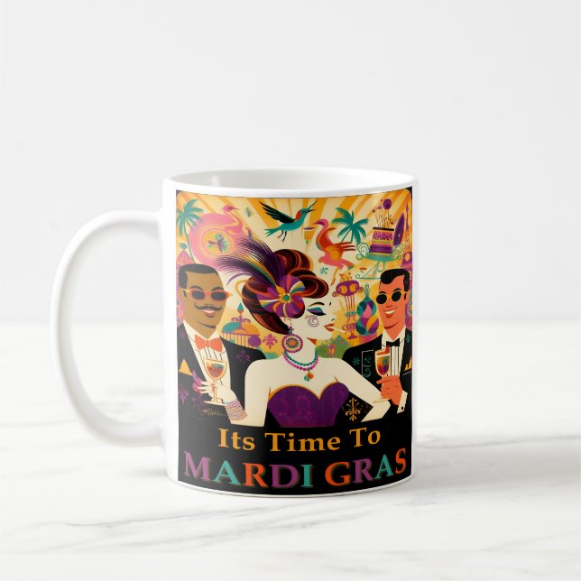 Futuristiskan Mardi Gras Cocktail Party Kaffemugg (Vänster)