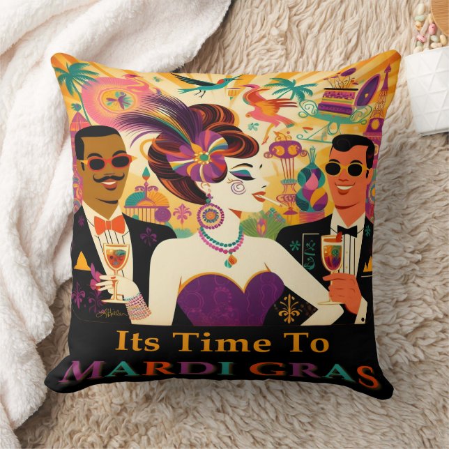 Futuristiskan Mardi Gras Cocktail Party Kudde (Filt)