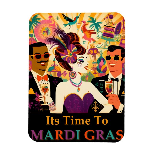 Futuristiskan Mardi Gras Cocktail Party Magnet (Vertikal)