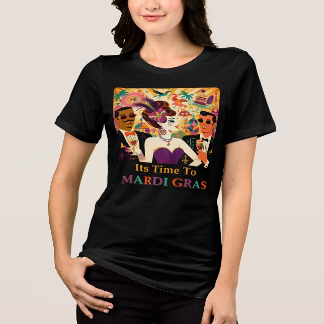 Futuristiskan Mardi Gras Cocktail Party T Shirt (Framsida)