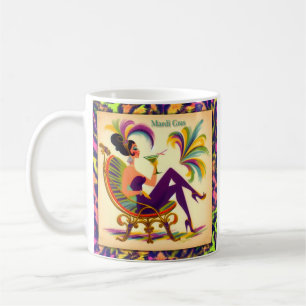 Futuristiskan Mardi Gras Martini Woman i mitten av Kaffemugg