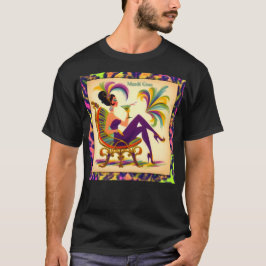 Futuristiskan Mardi Gras Martini Woman i mitten av T Shirt