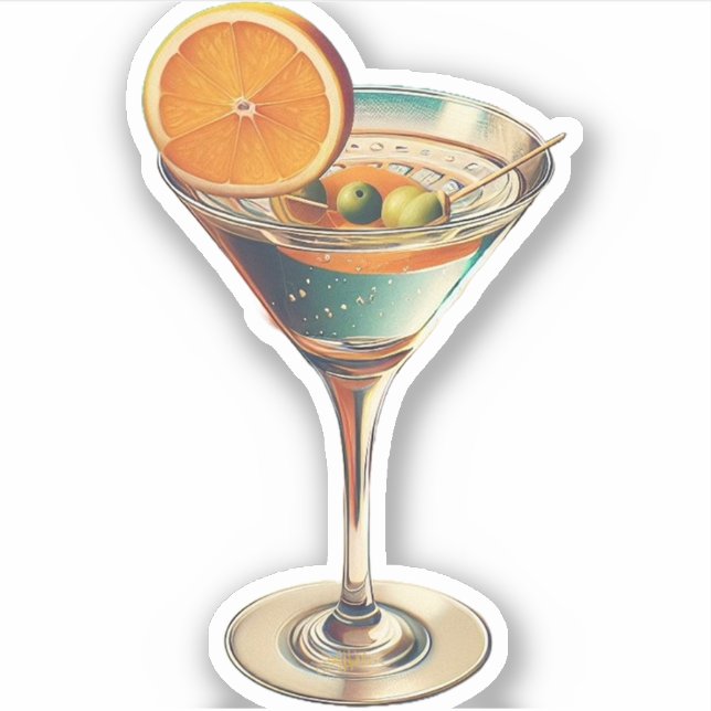 Futuristiskan Martini för medelårsåldern Klistermärken (Framsida)