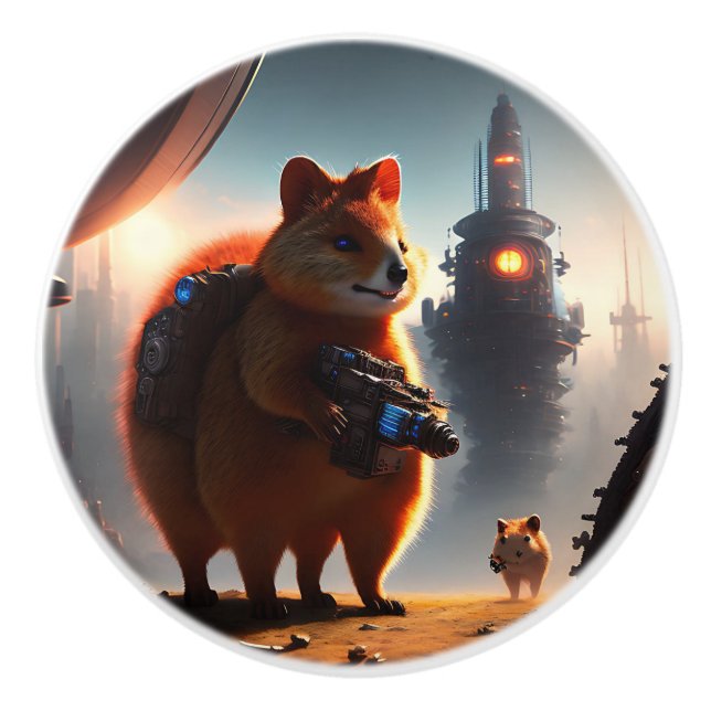 Futuristiskan Quokka Soldier Knopp (Framsidan)