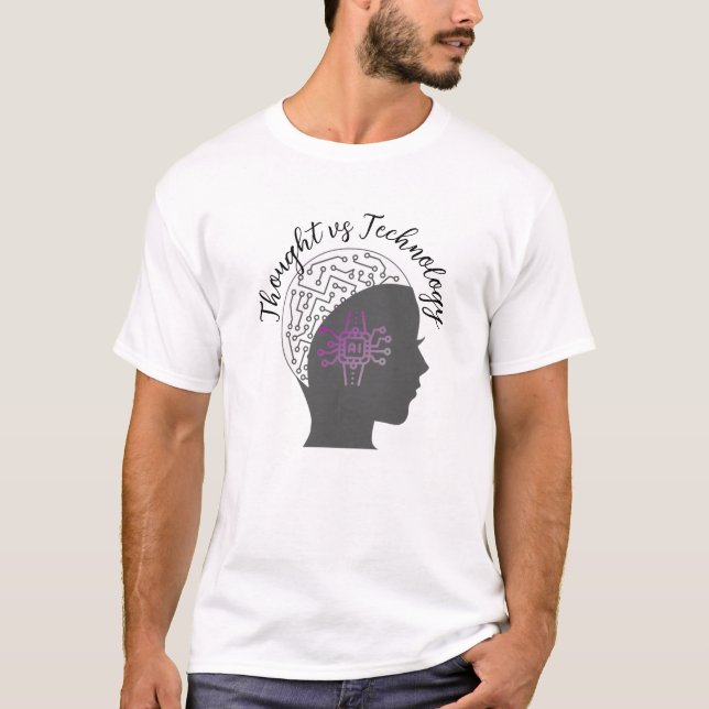 futuristiskan "Think vs Technology" T-Shirt (Framsida)