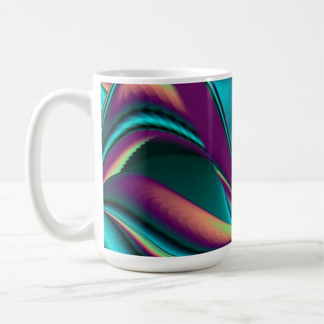 Futuristiskans Abstrakt 3D Metallisk regnbågsgrafi Kaffemugg (Vänster)