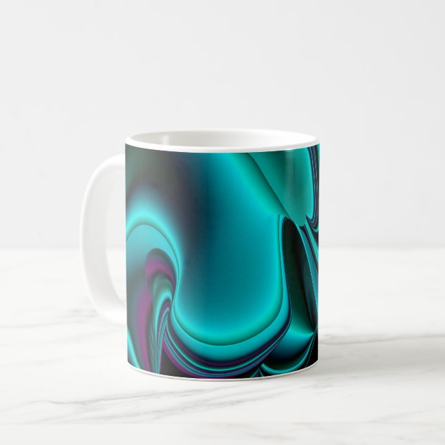 Futuristiskans Abstrakt 3D Metallisk regnbågsgrafi Kaffemugg (Framsida vänster)