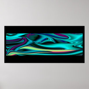 Futuristiskans Abstrakt 3D Metallisk regnbågsgrafi Poster