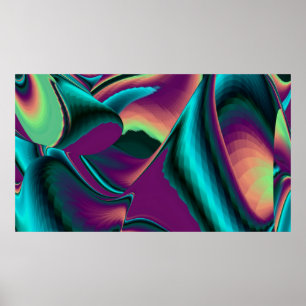 Futuristiskans Abstrakt 3D Metallisk regnbågsgrafi Poster